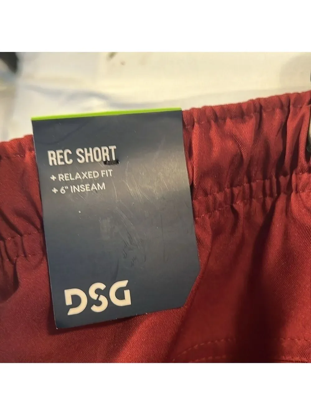 DSG Men’s Recreation Shorts, Size 2XL, Waist 22”, Length 18”, Deep Brick Color